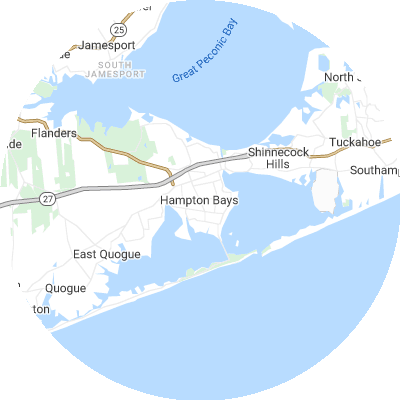 Best roofing companies in Hampton Bays, NY map