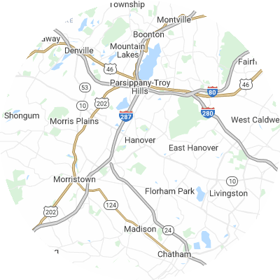 Best tree removal companies in Hanover, NJ map