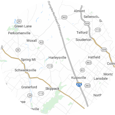 Best lawn care companies in Harleysville, PA map