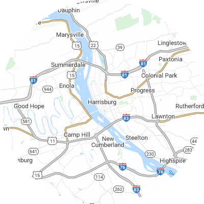 Best moving companies in Harrisburg, PA map