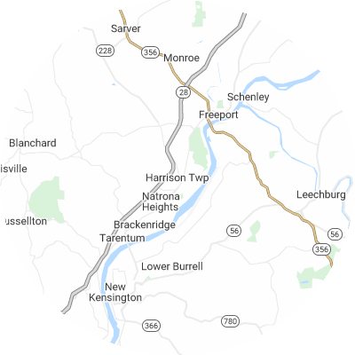Best moving companies in Harrison, PA map