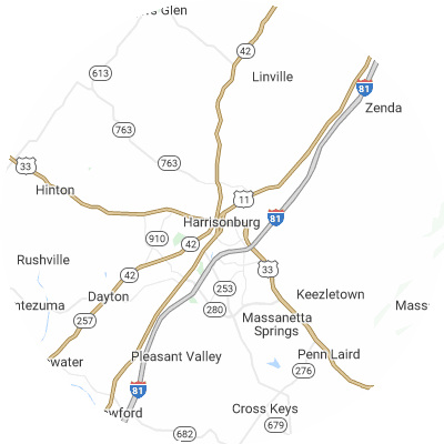 Best pest control companies in Harrisonburg, VA map