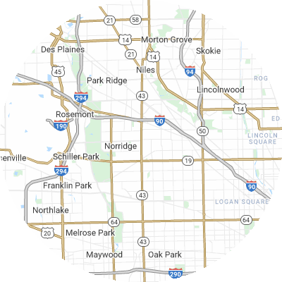 Best roofers in Harwood Heights, IL map
