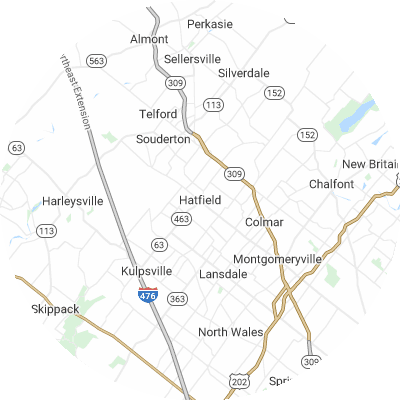 Best moving companies in Hatfield, PA map