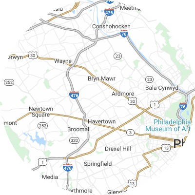 Best plumbers in Haverford, PA map