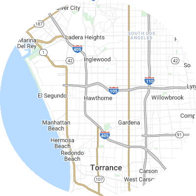 Best window replacement companies in Hawthorne, CA map