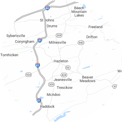 Best moving companies in Hazleton, PA map