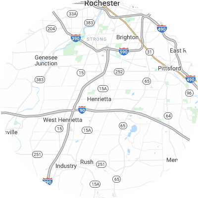 Best window replacement companies in Henrietta, NY map