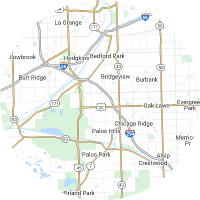 Best plumbers in Hickory Hills, IL map