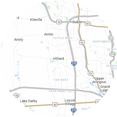 Best moving companies in Hilliard, OH map