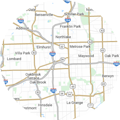 Best window replacement companies in Hillside, IL map