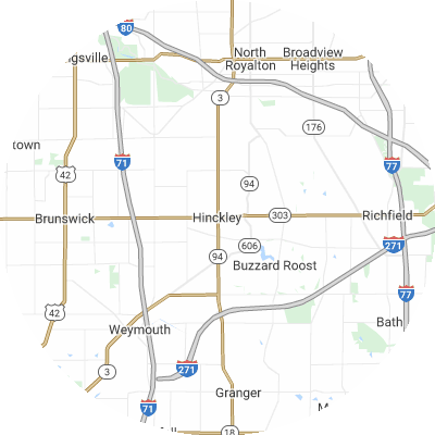 Best moving companies in Hinckley, OH map