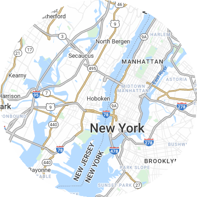 Best gutter installation companies in Hoboken, NJ map