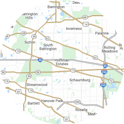 Best window replacement companies in Hoffman Estates, IL map