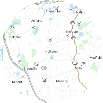 Best lawn care companies in Holliston, MA map