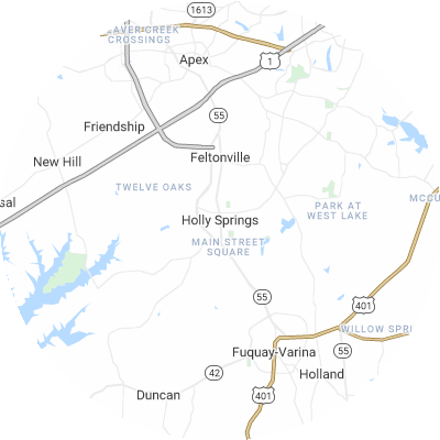 Best moving companies in Holly Springs, NC map