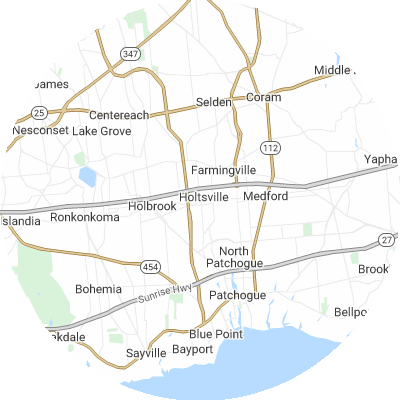 Best lawn care companies in Holtsville, NY map