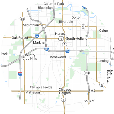 Best moving companies in Homewood, IL map