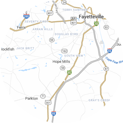 Best pest control companies in Hope Mills, NC map