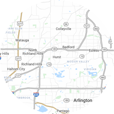 Best lawn companies in Hurst, TX map