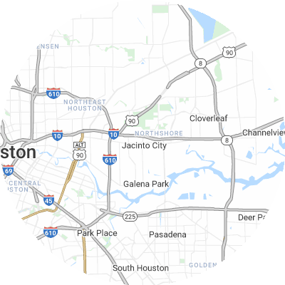 Best gutter installation companies in Jacinto City, TX map