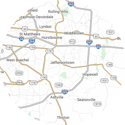 Best moving companies in Jeffersontown, KY map