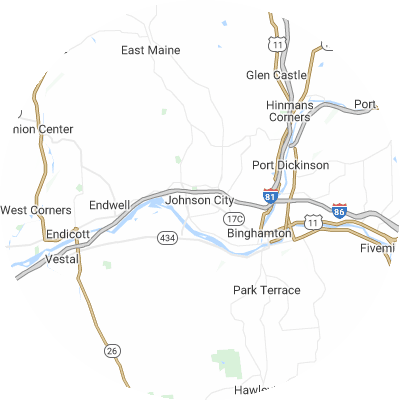 Best plumbers in Johnson City, NY map