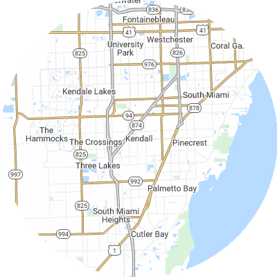 Best lawn companies in Kendall, FL map