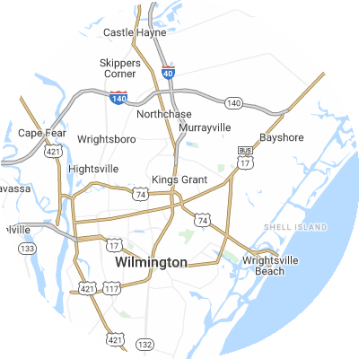 Best window replacement companies in Kings Grant, NC map