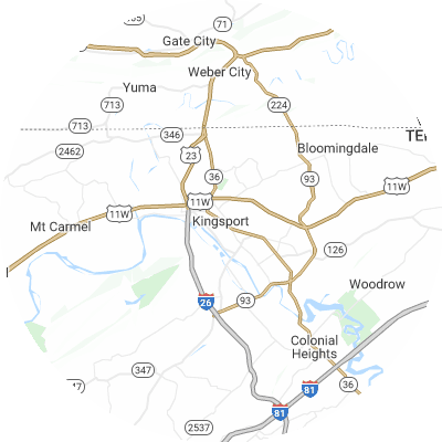 Best moving companies in Kingsport, TN map