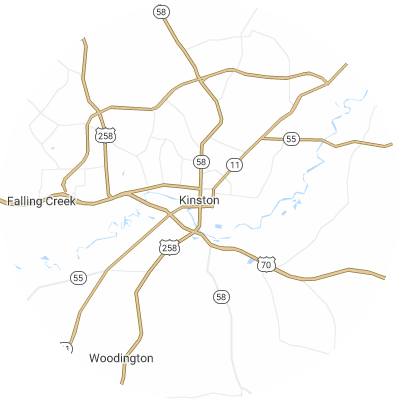 Best moving companies in Kinston, NC map