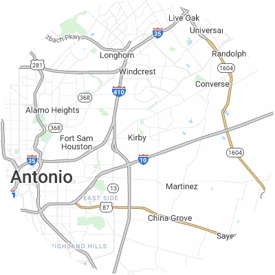 Best gutter installation companies in Kirby, TX map
