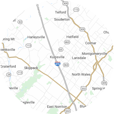 Best lawn care companies in Kulpsville, PA map