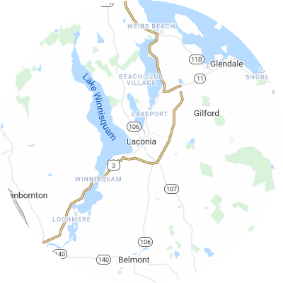 Best roofers in Laconia, NH map