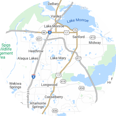 Best plumbers in Lake Mary, FL map