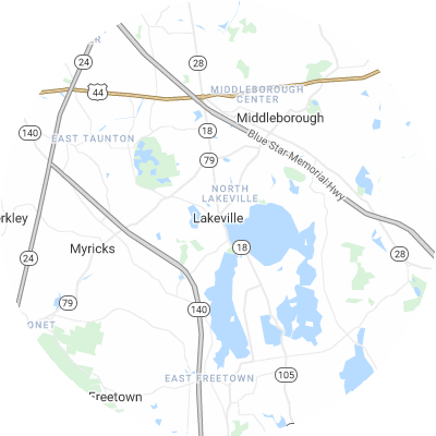 Best lawn care companies in Lakeville, MA map
