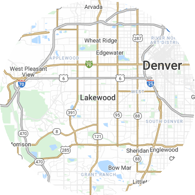 Best roofing companies in Lakewood, CO map