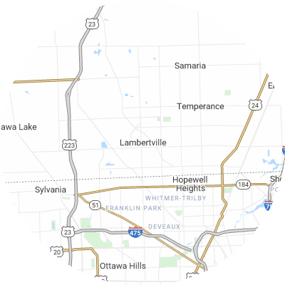 Best lawn care companies in Lambertville, MI map