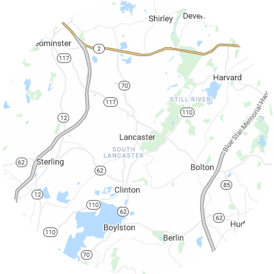 Best roofers in Lancaster, MA map