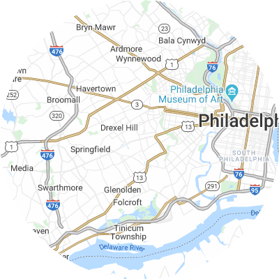 Best lawn care companies in Lansdowne, PA map