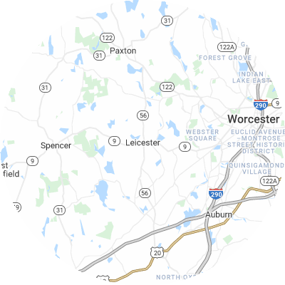 Best lawn care companies in Leicester, MA map