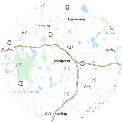 Best window replacement companies in Leominster, MA map