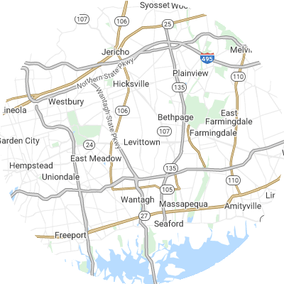 Best pest control companies in Levittown, NY map