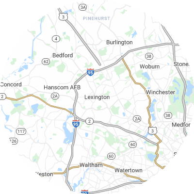 Best lawn care companies in Lexington, MA map