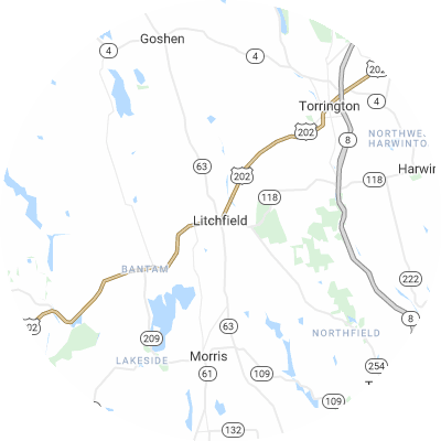 Best roofers in Litchfield, CT map
