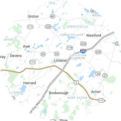 Best window replacement companies in Littleton, MA map