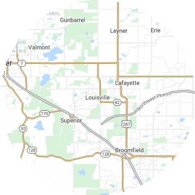 Best window replacement companies in Louisville, CO map