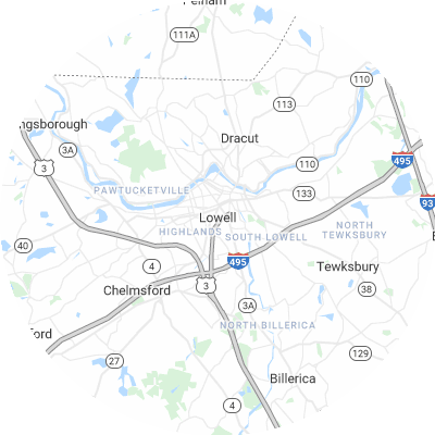 Best window replacement companies in Lowell, MA map