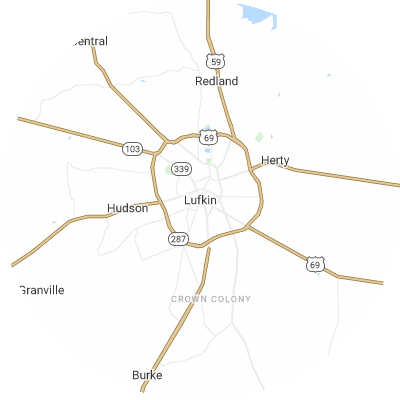 Best gutter installation companies in Lufkin, TX map