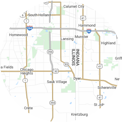 Best roofers in Lynwood, IL map